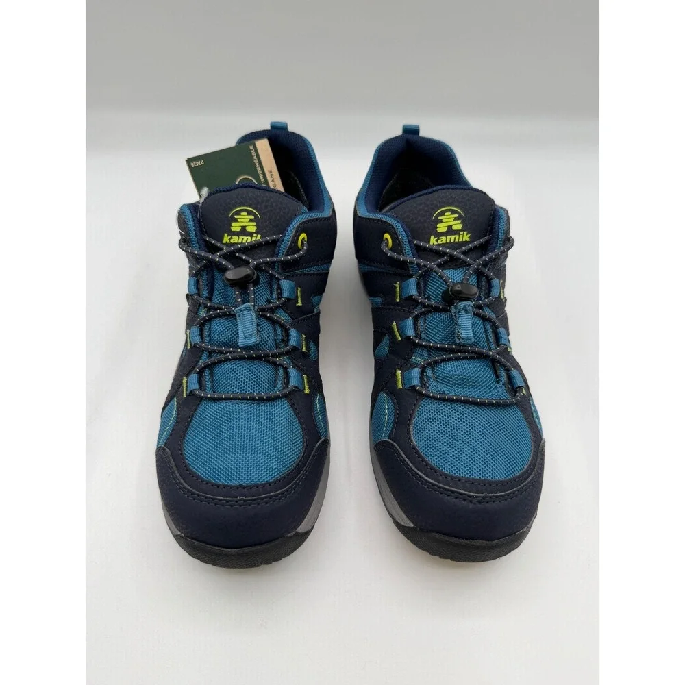 Kamik Trax Hiking Sneakers,YOUTH 6, EU 38,Navy/Lime,Waterproof,NEW/DAMAGE BOX